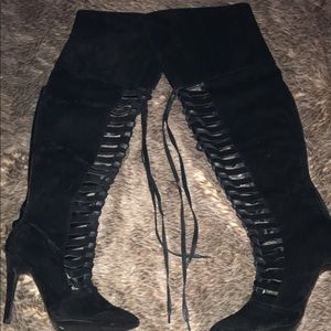 Lace Up Over The Knee Boots